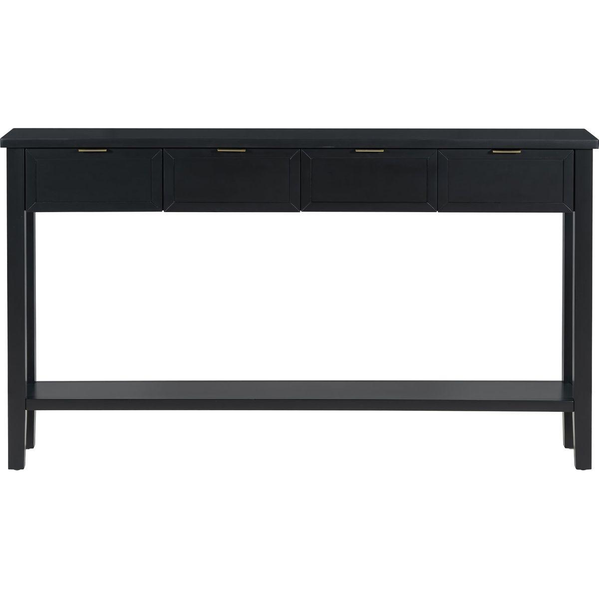 U_STYLE Contemporary High-Quality Entryway Console Table with 4 Spacious Drawersm,1 Practical Bottom ShelfLong Legs, for Hallway, Foyer