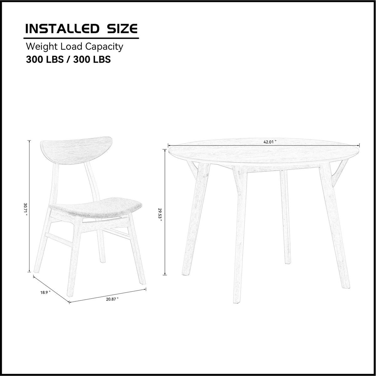 Wooden Dining Table Set, Modern Simple Design Round Kitchen Table and Fabric Upholstered Dining Chairs for Dining Room, Kitchen, Saving Space(1 Table with 4 Chairs),Walnut