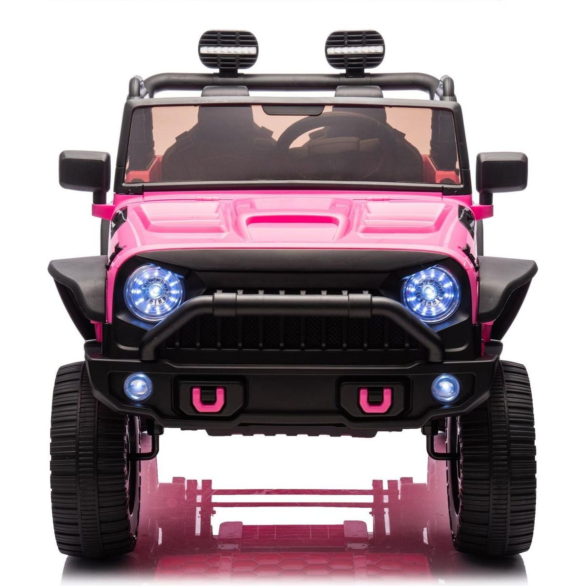 24V Two-Seater Kids Ride On Truck Car W/Parents Control,200wx2,Seat width 20.28in,Four-wheel Suspension,LED Lights,Music,MP3,Bluetooth,Two independent seat belts,Suitable for off-road For Kids Aged 3+