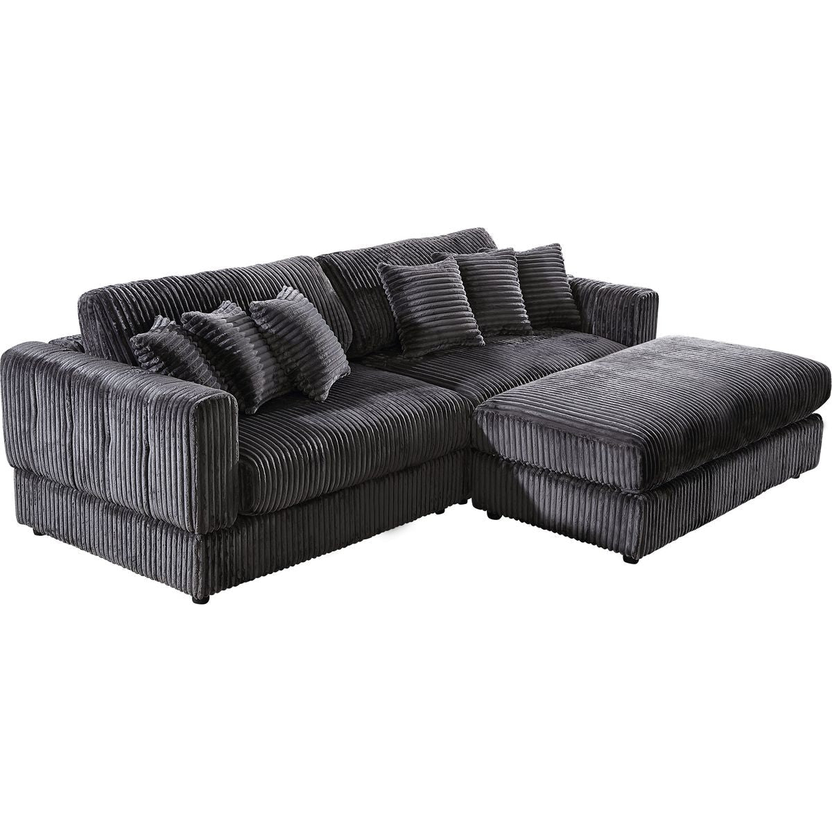 105' Oversized Sectional Sofa Cloud Couch for Living Room, Modern stripe L Shaped Couch, Comfy Boucle Modular Sofa Sleeper with Moveable Ottoman (Gery)