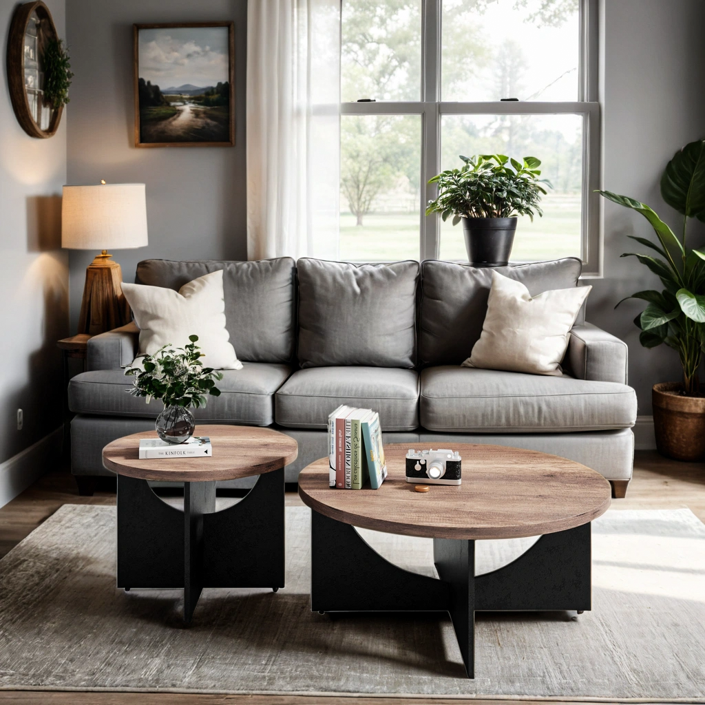 23 Inch Modern Retro Round Coffee Table for Living Room and Bedroom