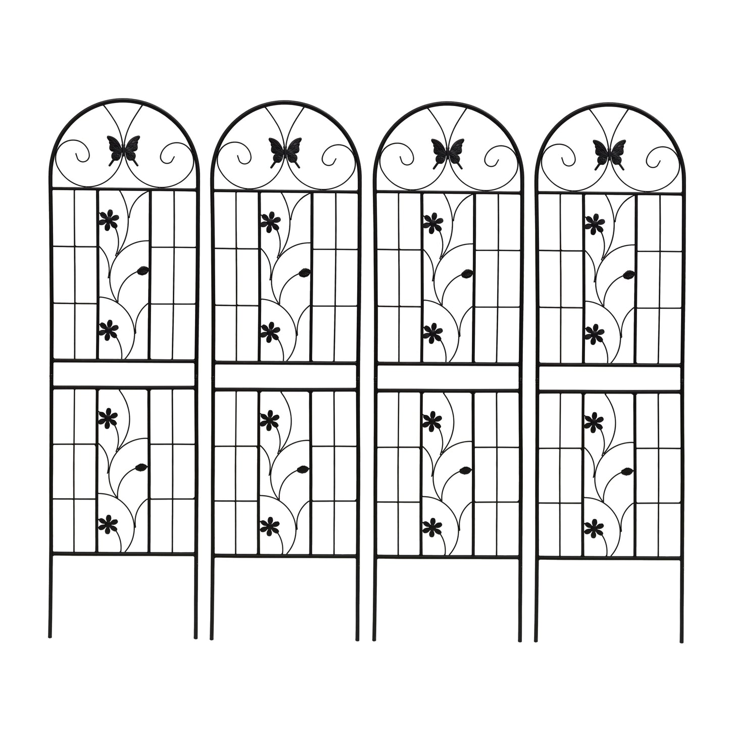 2 Pack Metal Garden Trellis 71' x 19.7' Rustproof Trellis for Climbing Plants Outdoor Flower Support Black