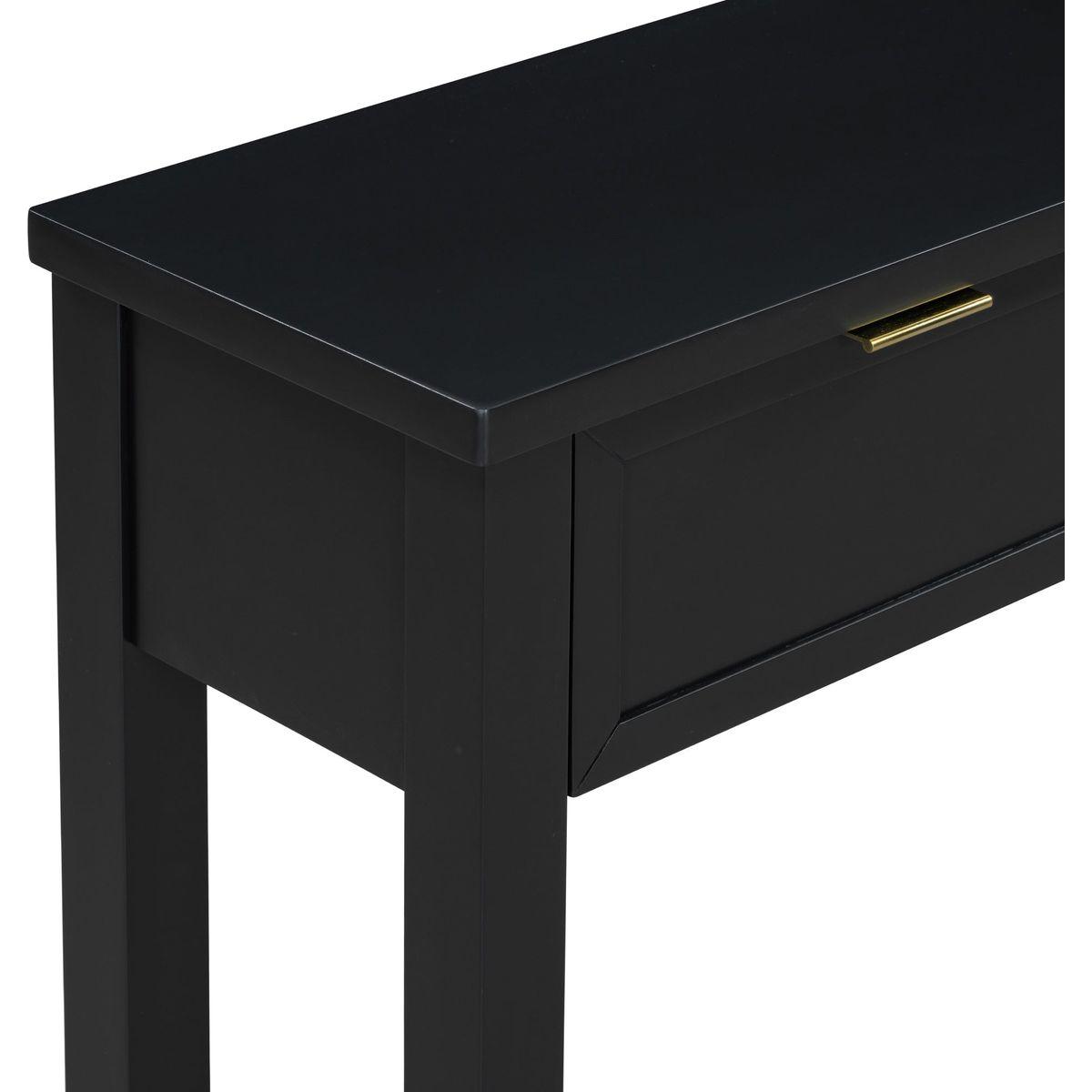 U_STYLE Contemporary High-Quality Entryway Console Table with 4 Spacious Drawersm,1 Practical Bottom ShelfLong Legs, for Hallway, Foyer