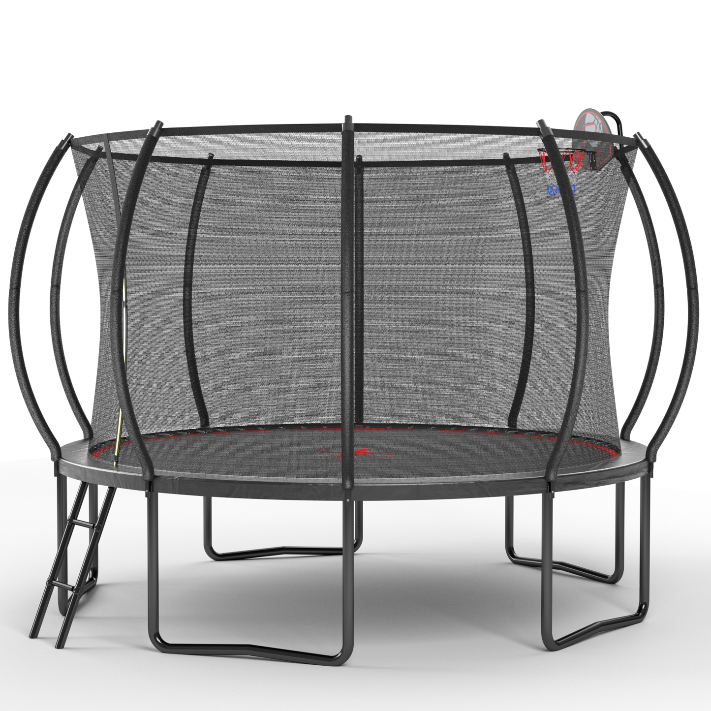 YC 12FT trampoline Pumpkin- ladder-Black Red