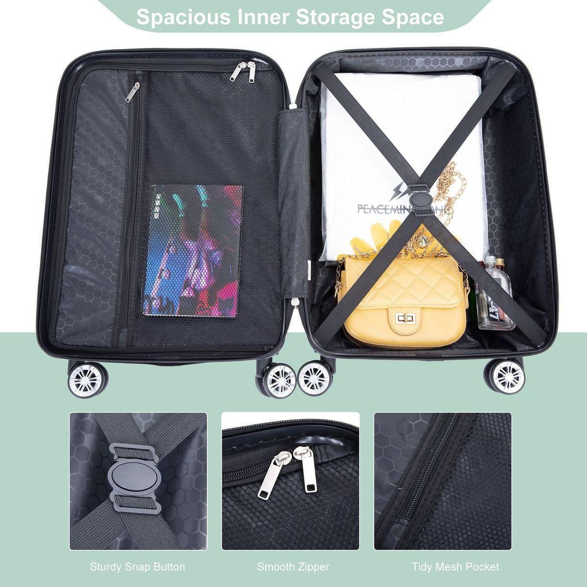 2Piece Luggage Sets ABS Lightweight Suitcase, Spinner Wheels, (20/14) OLIVE GREEN