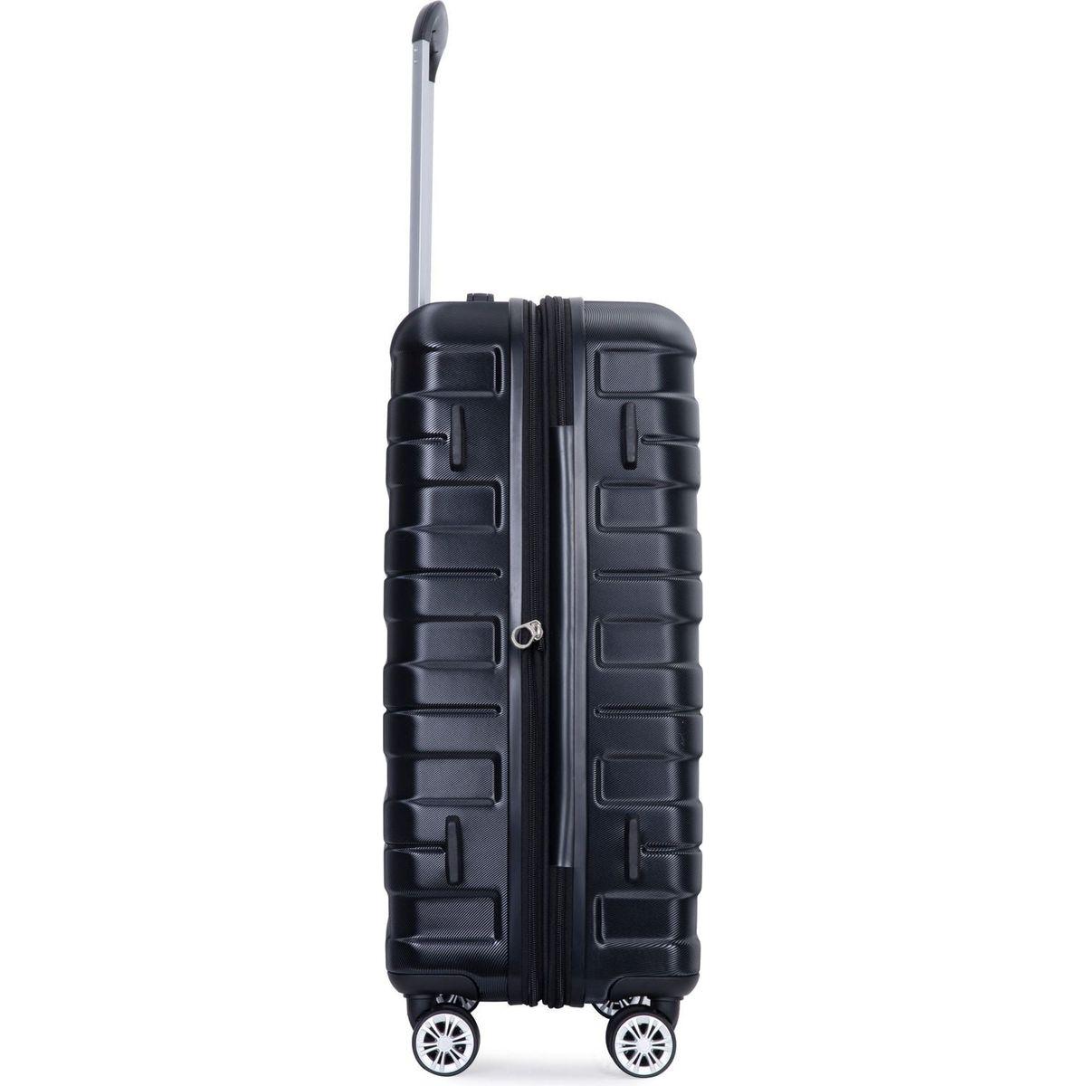 3 Piece Luggage Sets PC Lightweight & Durable Expandable Suitcase with Two Hooks, Double Spinner Wheels, TSA Lock, (21/25/29) Black