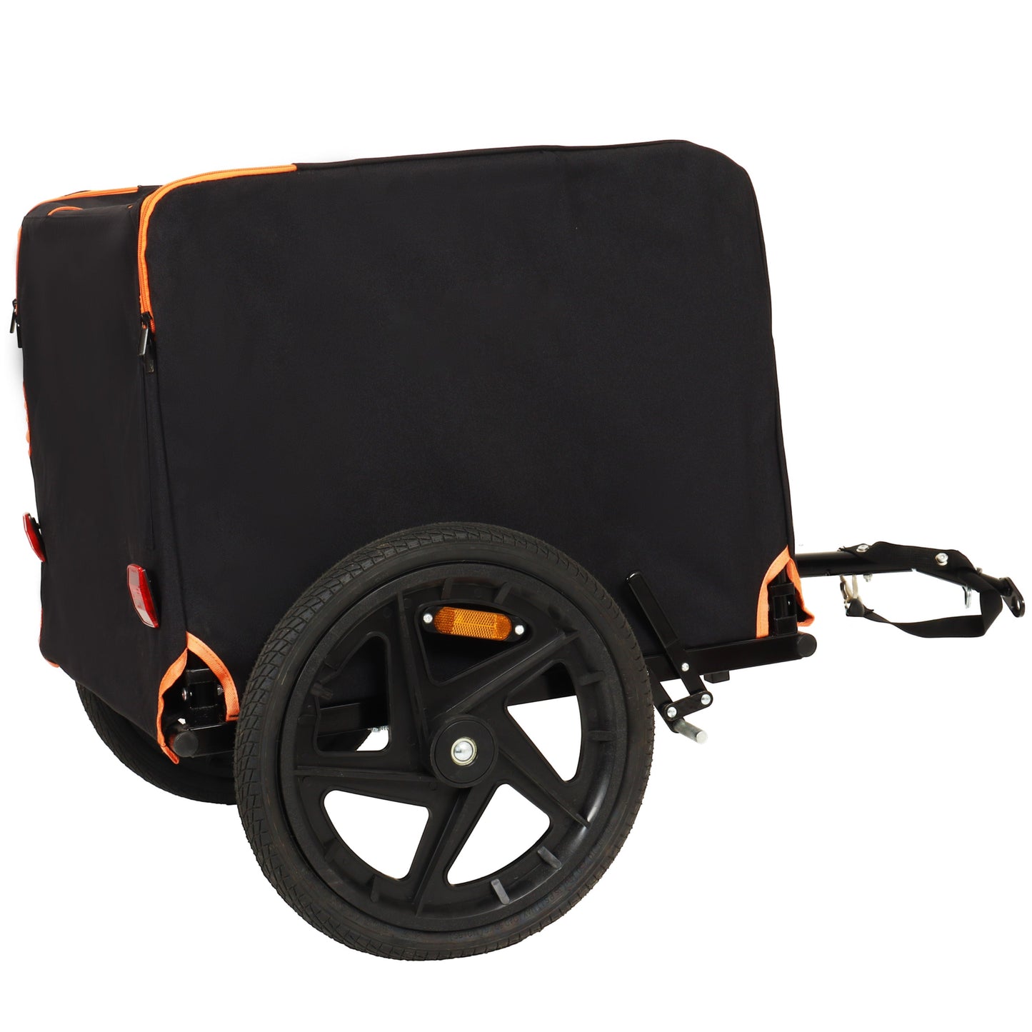 2-in-1 Bike & Pull-Behind Pet Trailer – Convertible Dog/Cat Carrier with Detachable Bike Hitch & Built-in Towing Handle – All-Terrain Wheels for Cycling and Hand-Pulled Transport, Orange and Black