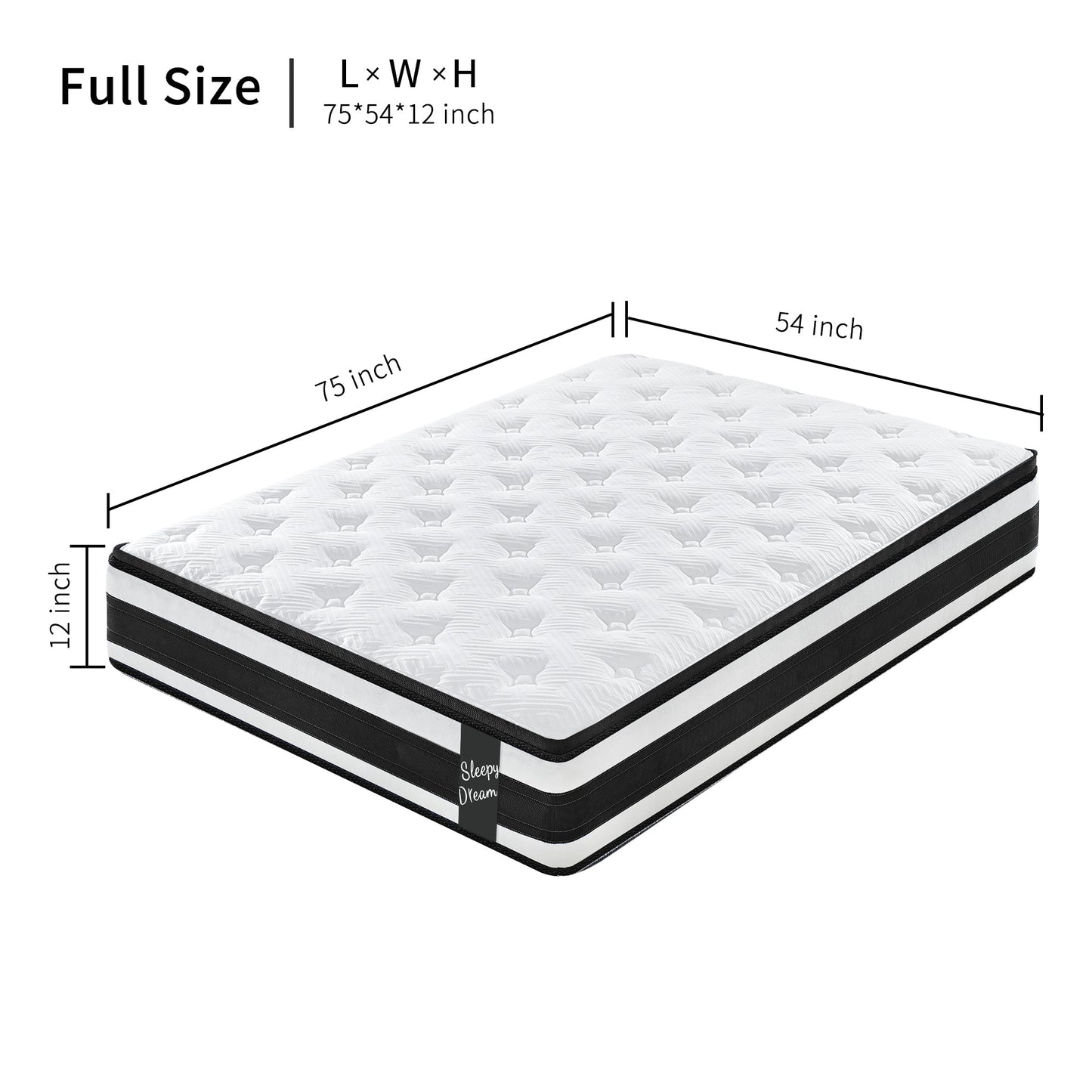 12 Inch Full Size Breathable Cool Oeko-Tex100 Cover Memory Foam Individual Pocket Spring Hybrid Mattress
