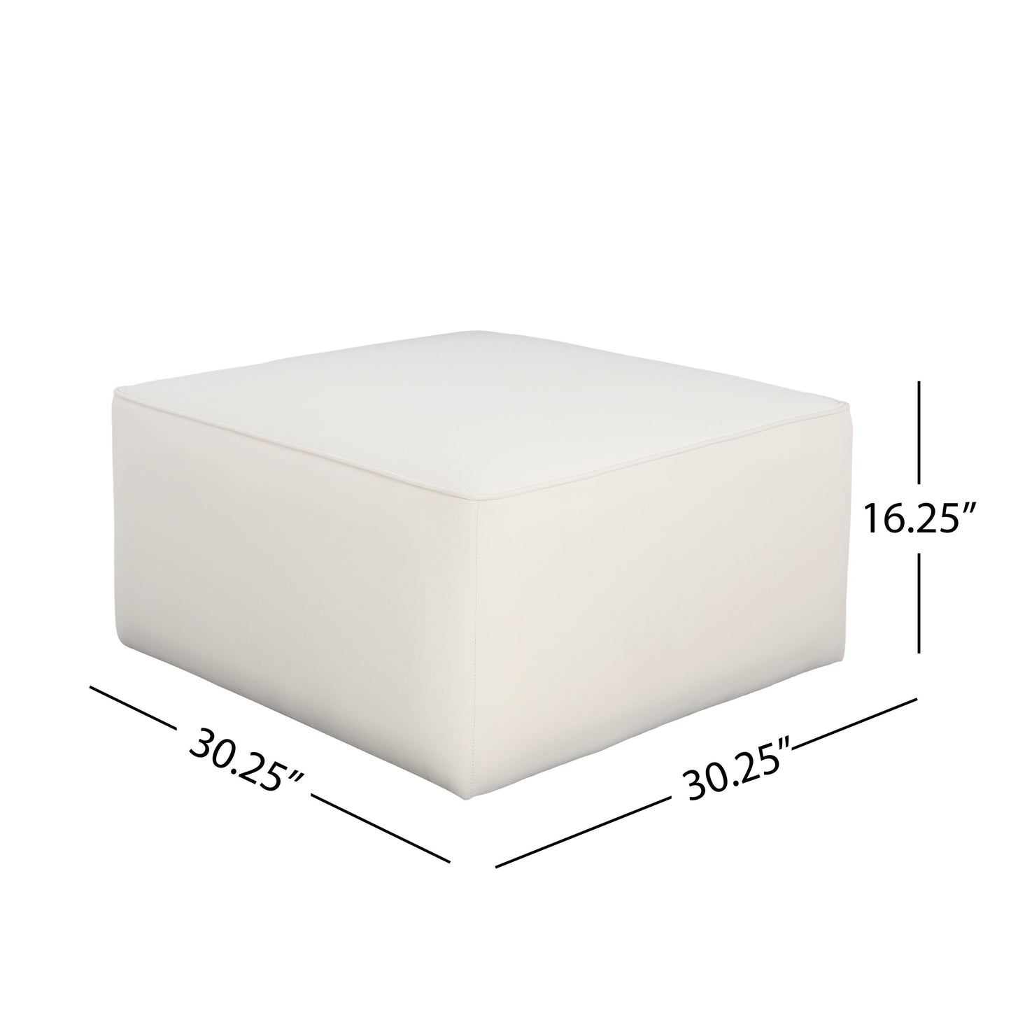Upholstered Square Ottoman,Cream