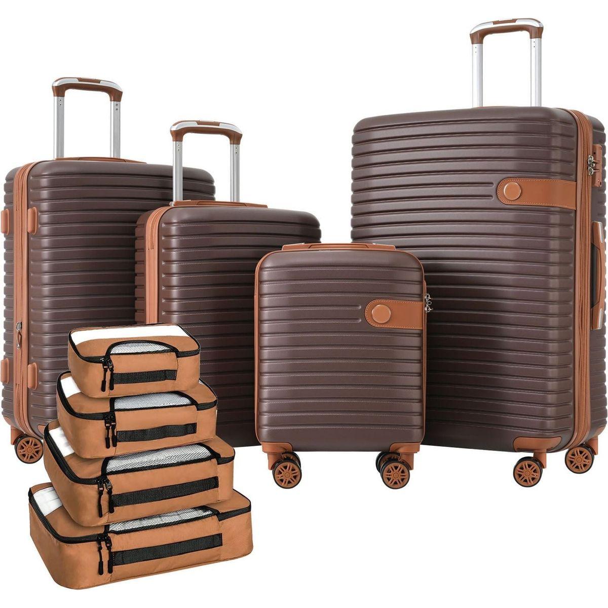 Kitchen Tools & Cookware: 4 Piece Luggage Set Suitcase Set, ABS Hard Shell Lightweight Expandable Travel Luggage with 4 Packing Cubes, TSA Lock, Spinner Wheels for Men Women(16/20/24/28) by Streamdale Furniture