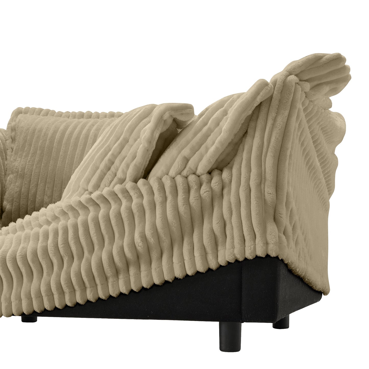 Upholstered Slipcovered Armchair with Ottoman, Deep Seat Armchair W/ Wide Ottoman for Living Room, Armchair Sets with Large Soft Pillows(Set of 2), Camel Corduroy Fabric