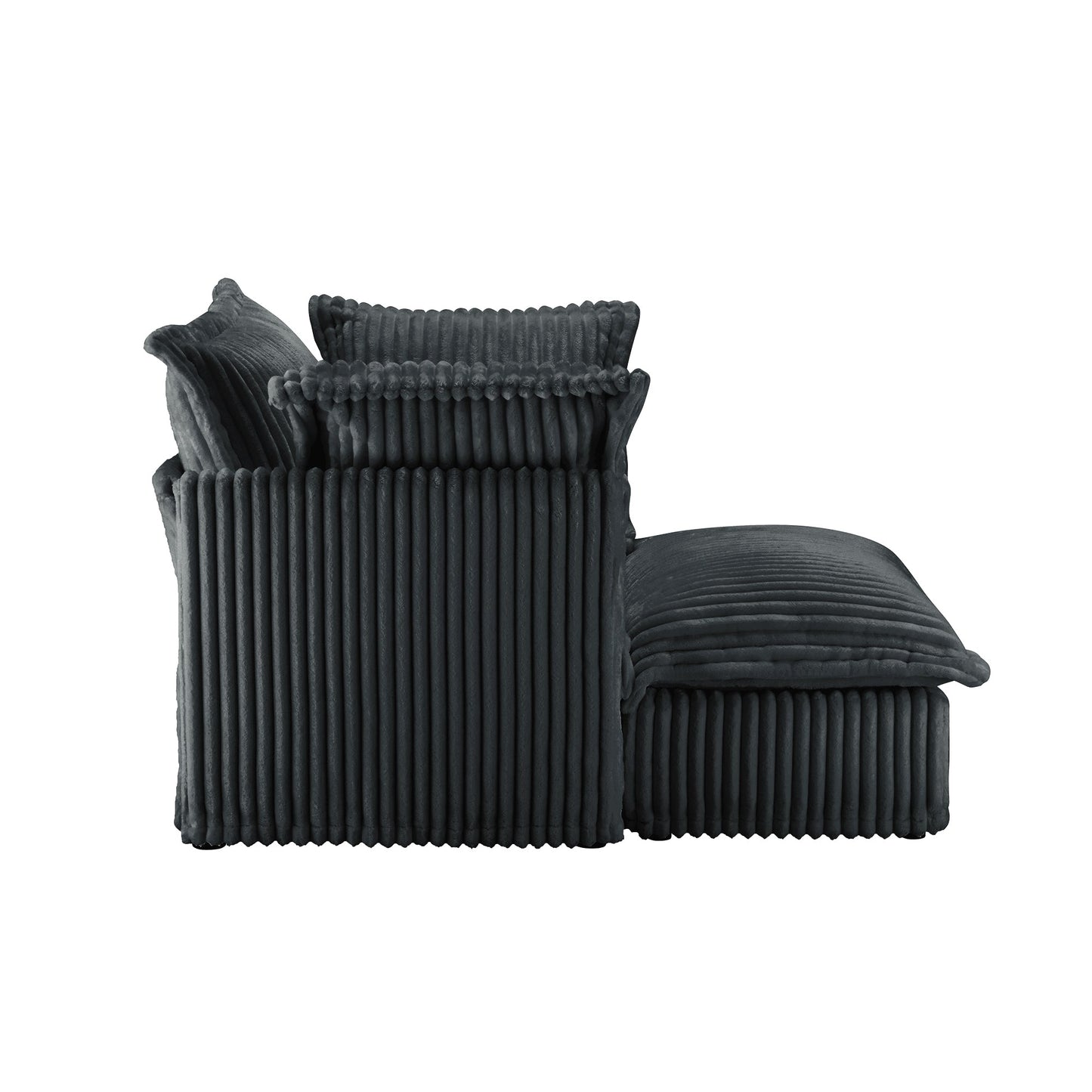 Upholstered Slipcovered Armchair with Ottoman, Deep Seat Armchair W/ Wide Ottoman for Living Room, Armchair Sets with Large Soft Pillows(Set of 2),Gray Corduroy Fabric