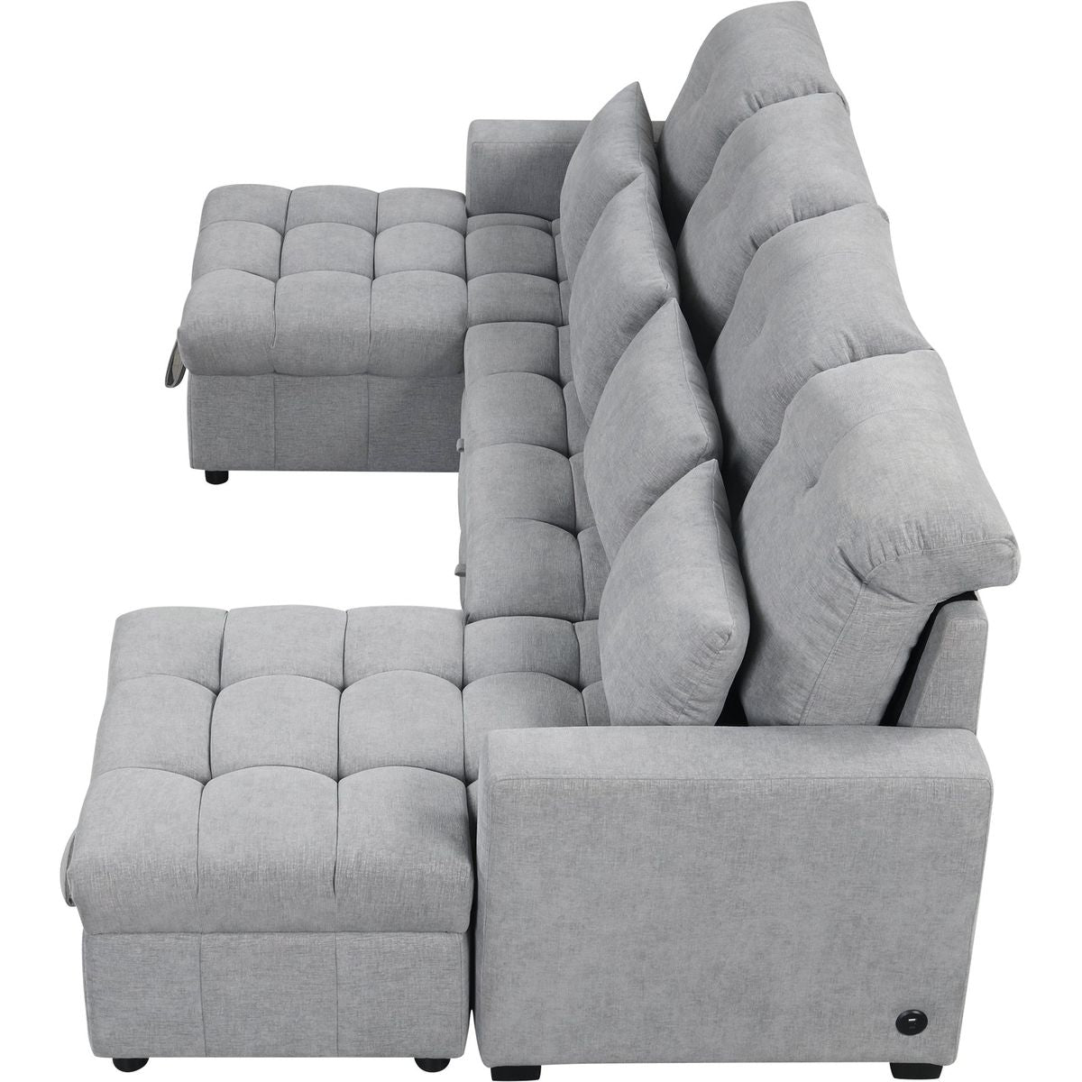 110.2' Oversized U-shaped Sofa Versatile Sectional Sofa Pull-out Sofa Bed with Double Storage Chaise Lounges and Two USB Ports for Living Room,Gray