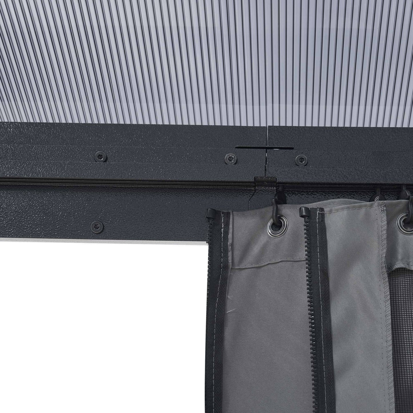 12x16FT Hardtop Gazebo Double Roof Canopy Outdoor with Netting and Curtains, Aluminum Frame Polycarbonate Roof Garden Tent for Patio, Backyard, Deck, and Lawn