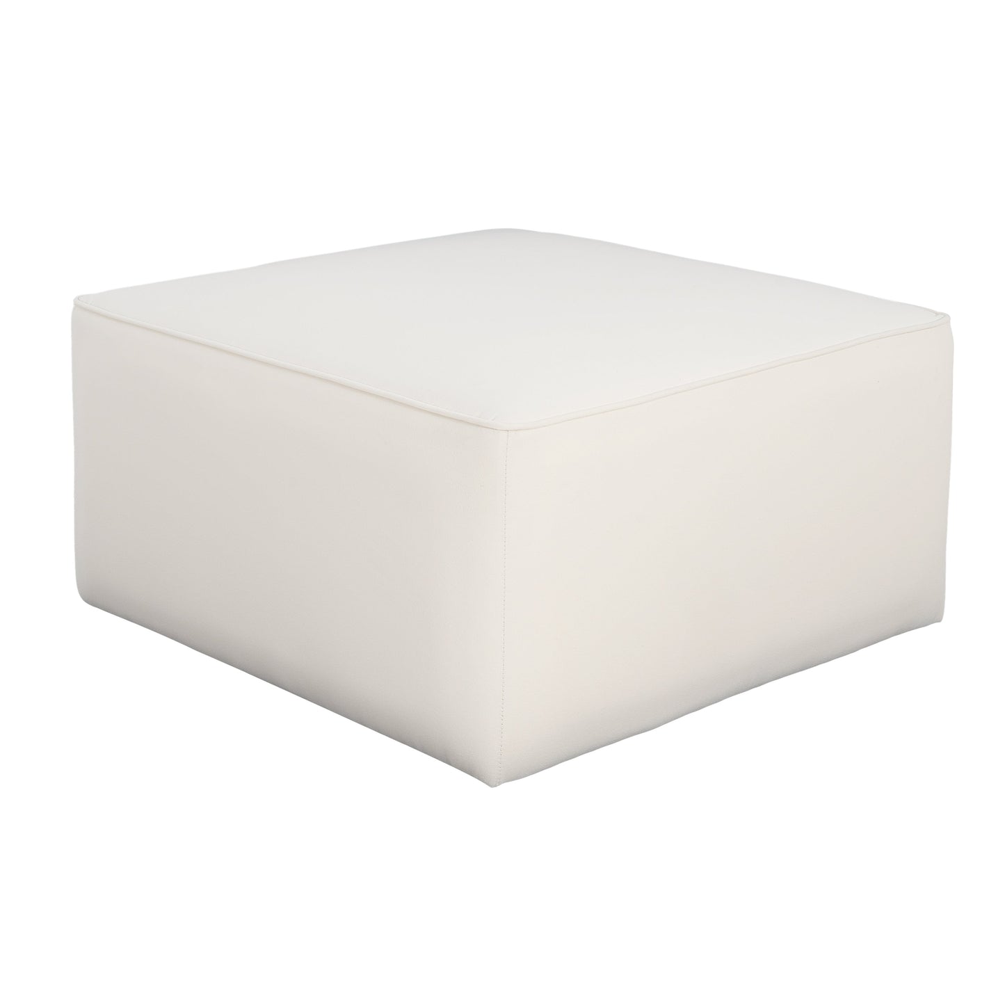 Upholstered Square Ottoman,Cream