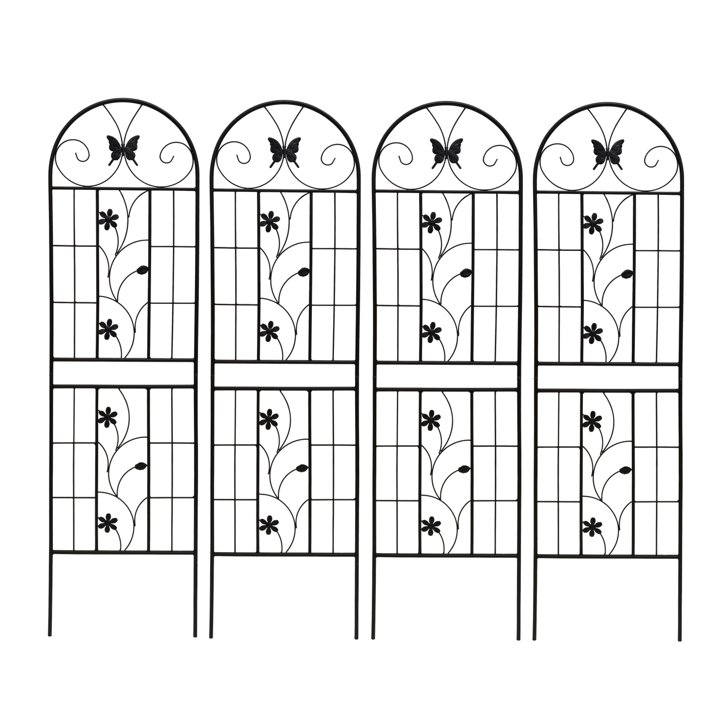 2 Pack Metal Garden Trellis 71' x 19.7' Rustproof Trellis for Climbing Plants Outdoor Flower Support Black