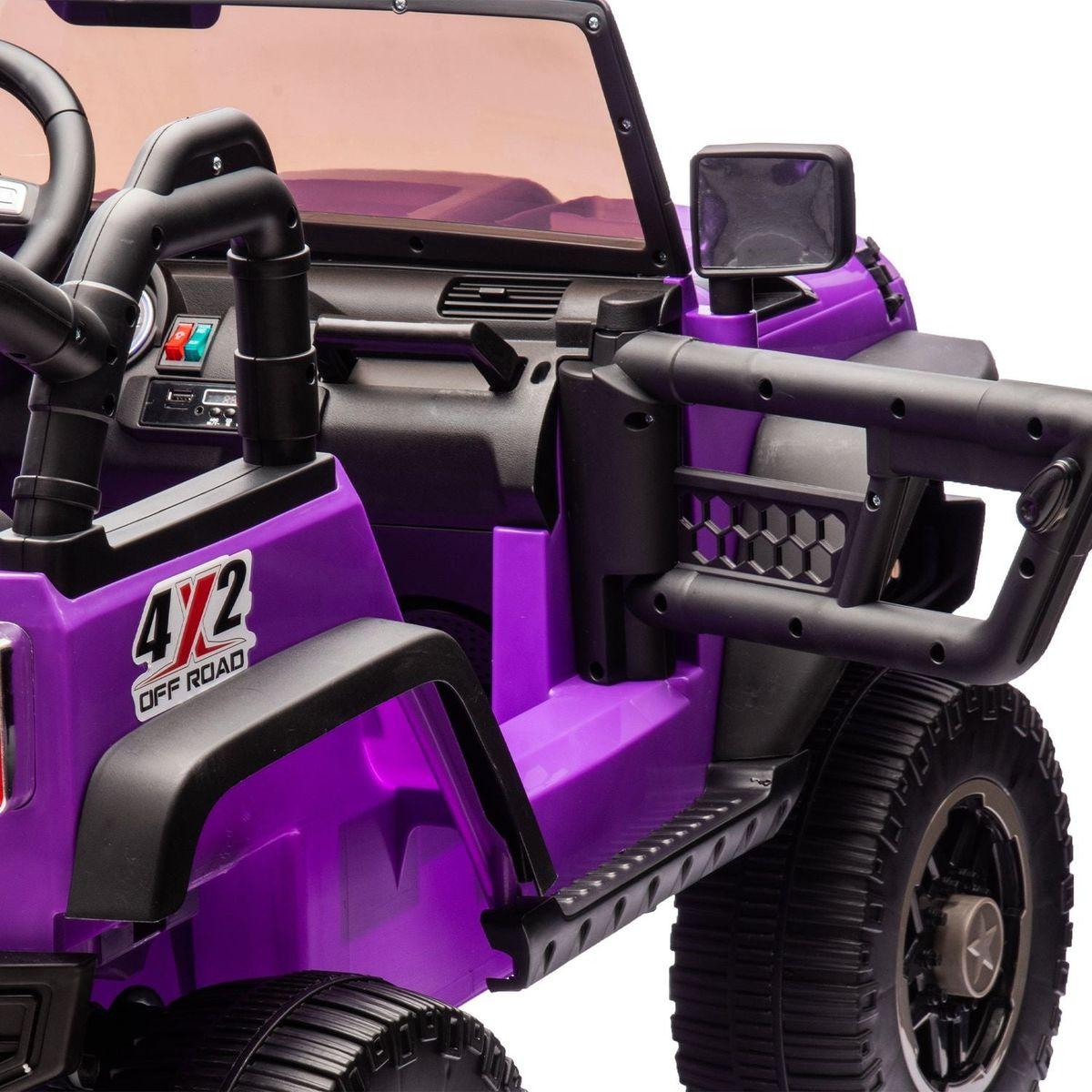 24V Two-Seater Kids Ride On Truck Car W/Parents Control,200wx2,Seat width 20.28in,Four-wheel Suspension,LED Lights,Music,MP3,Bluetooth,Two independent seat belts,Suitable for off-road For Kids Aged 3+