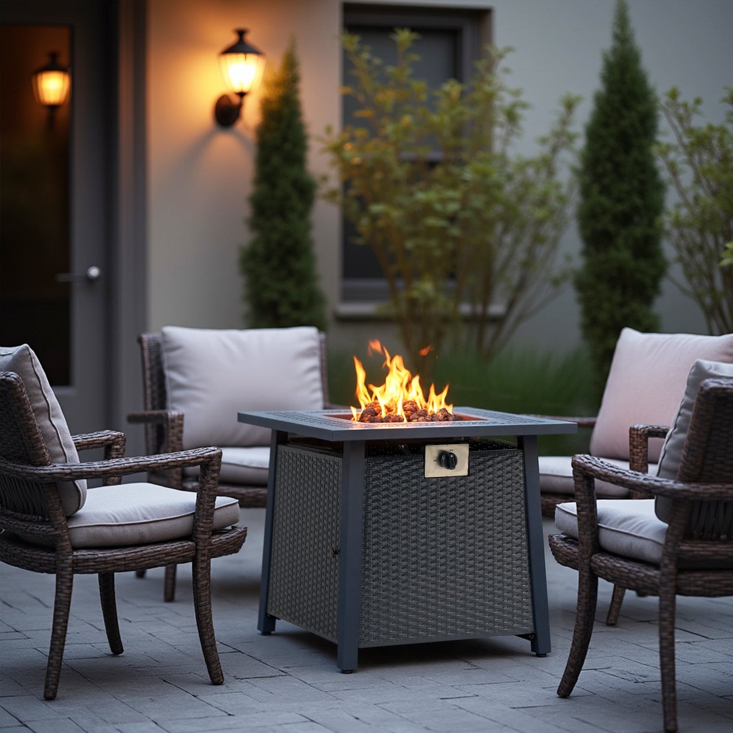 28-inch Iron Square Propane Fire Pit Table