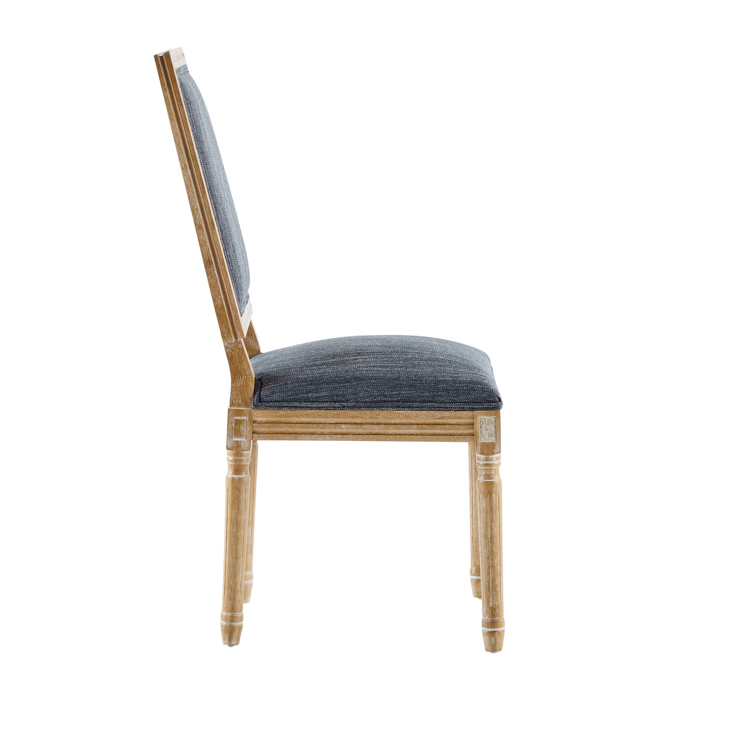 Vintage Inspired French Country Dining Chairs Set - Elegant Cane Backrest & Upholstered Seats - Rustic Weathered Finish - Solid Rubberwood Frame