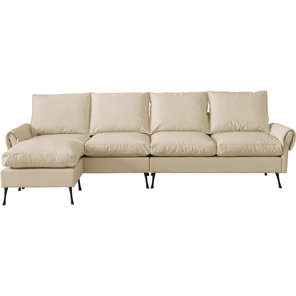 104.5"Modern Sectional Technical leather L-Shaped Sofa Couch with Convertible Ottoman