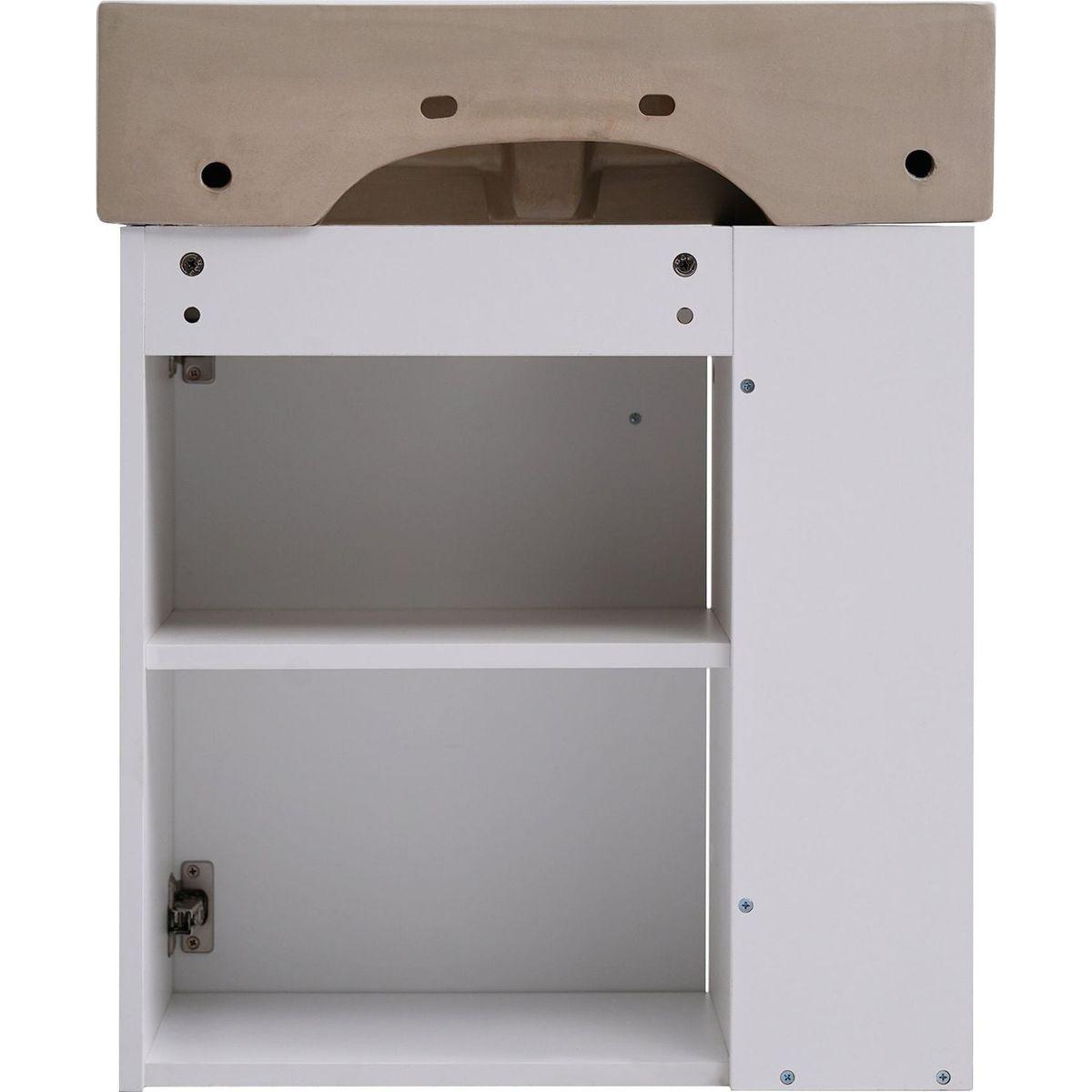 21.6inch Modern Floating Bathroom Vanity with Ceramic Basin - Perfect for Small Bathrooms, Left side storage