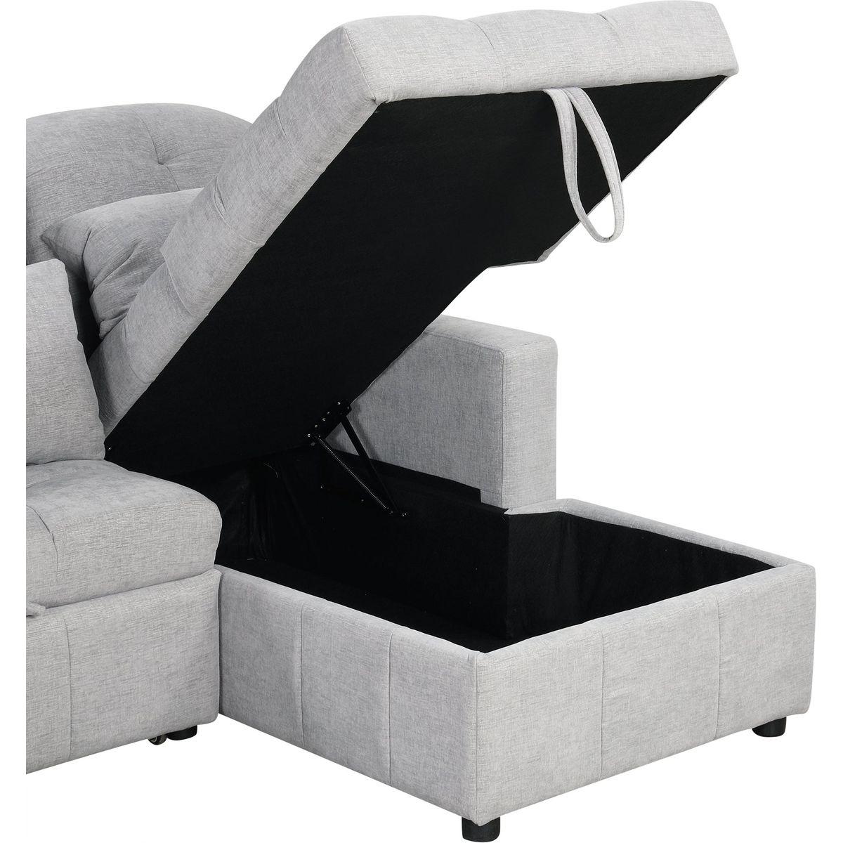 110.2' Oversized U-shaped Sofa Versatile Sectional Sofa Pull-out Sofa Bed with Double Storage Chaise Lounges and Two USB Ports for Living Room,Gray