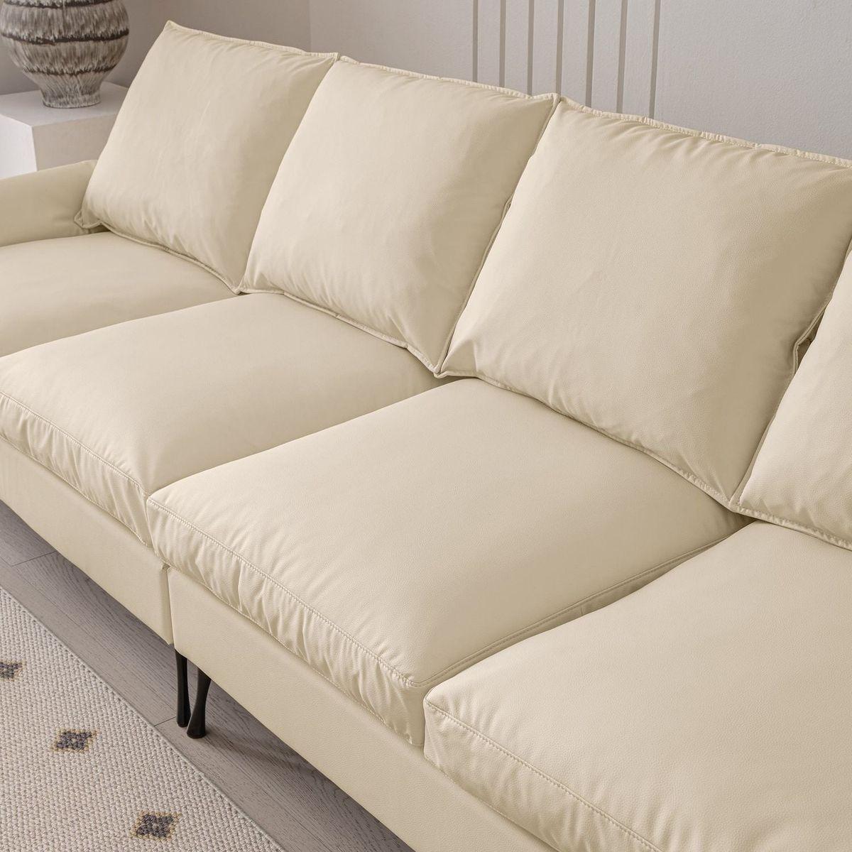 104.5"Modern Sectional Technical leather L-Shaped Sofa Couch with Convertible Ottoman