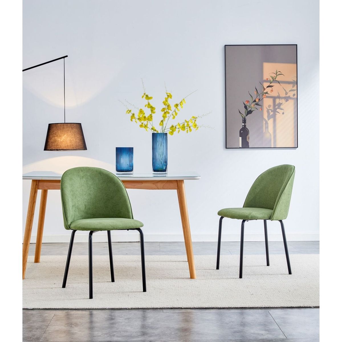 1+4,5pieces dining set, Table metal leg Mid-century Dining Table for 4-6 people With Mdf Table Top, Pedestal Dining Table, End Table Leisure Coffee Table