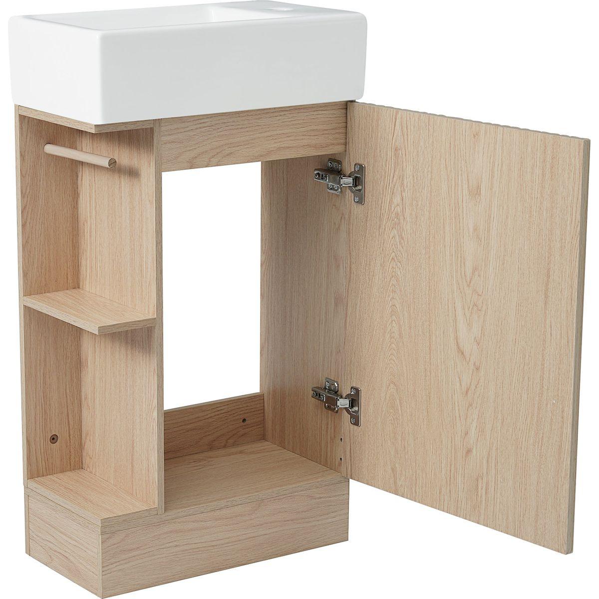 18.6' Bathroom Vanity with Sink, Bathroom Vanity Cabinet with Two-tier Shelf, Left or Right Orientation, Natural (Old Sku:WF308491AAN)