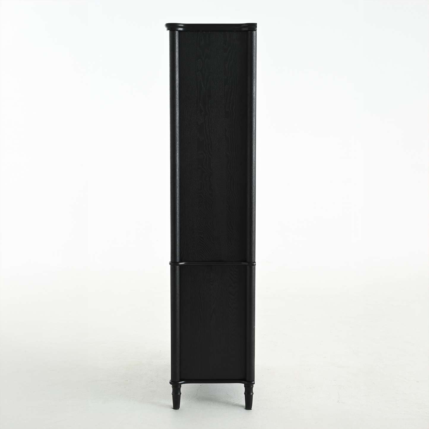 Vintage Display Cabinet with Double Glass Doors, Traditional Style for Collectibles - Black, Ash Wood Veneer, 73.25'' Tall