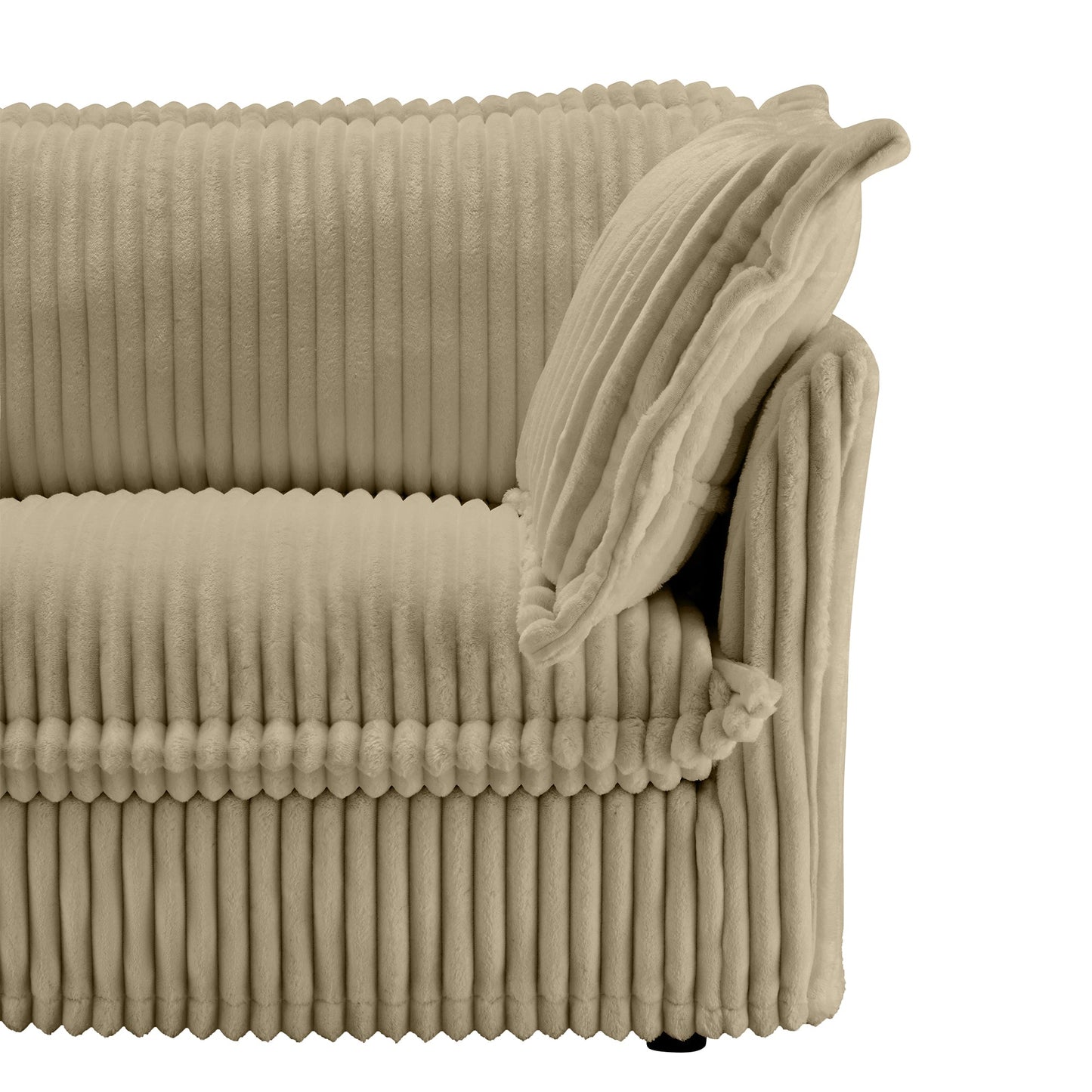 Upholstered Slipcovered Armchair with Ottoman, Deep Seat Armchair W/ Wide Ottoman for Living Room, Armchair Sets with Large Soft Pillows(Set of 2), Camel Corduroy Fabric