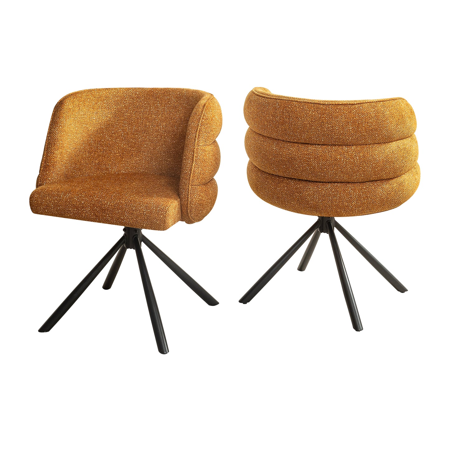 270° Swivel Home Office Desk Chairs Set of 2,Modern Dining Chairs, Upholstered Bedroom Chairs with Metal Base,Makeup Chair for Vanity, for Living Room, Bedroom,Study Room,Dining Room(Orange)