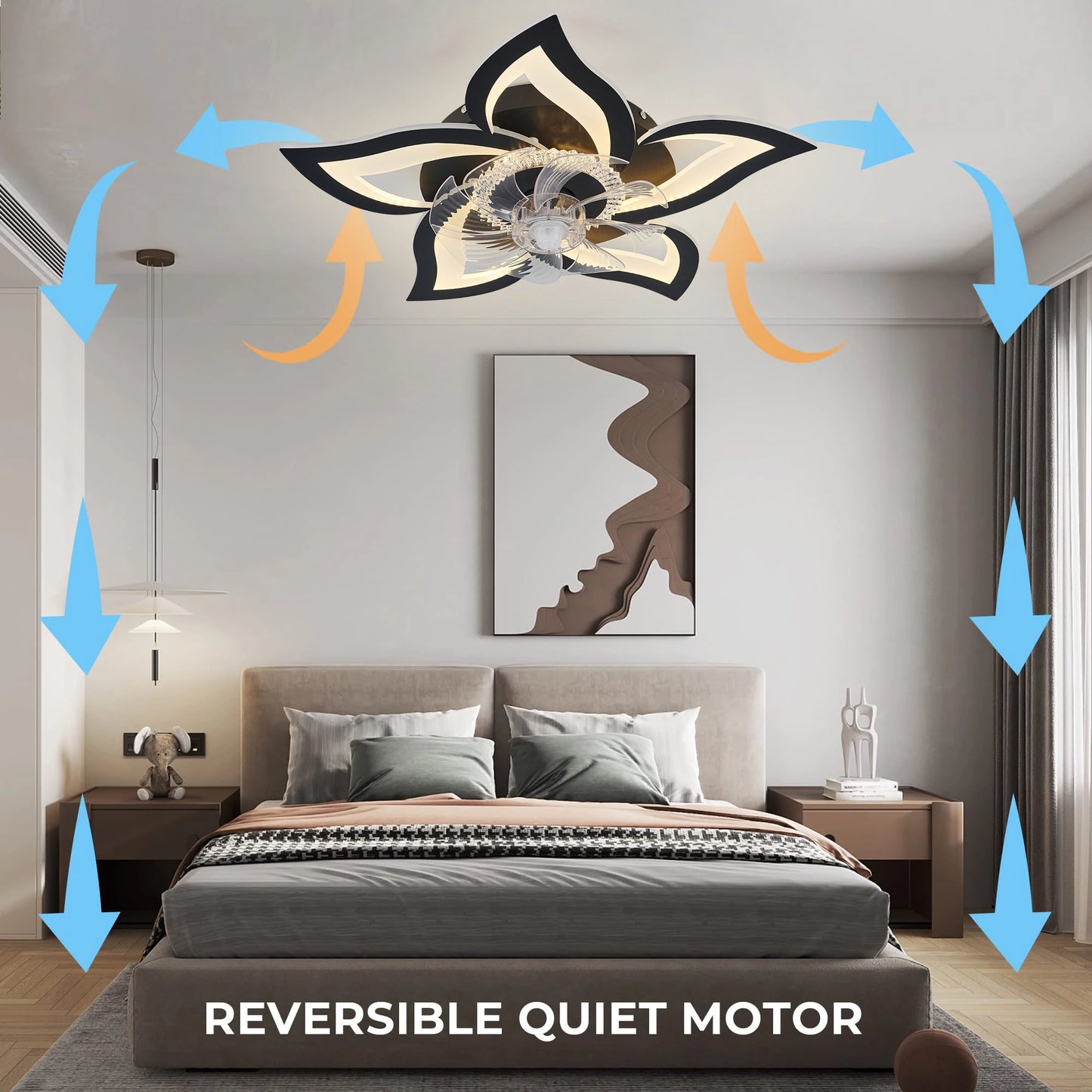 IRALAN Ceiling Fan with Lights,Modern Dimmable Flower Shape, Remote Control/app Control,Timing 6 Gear Speeds Fan Ceiling Lamp