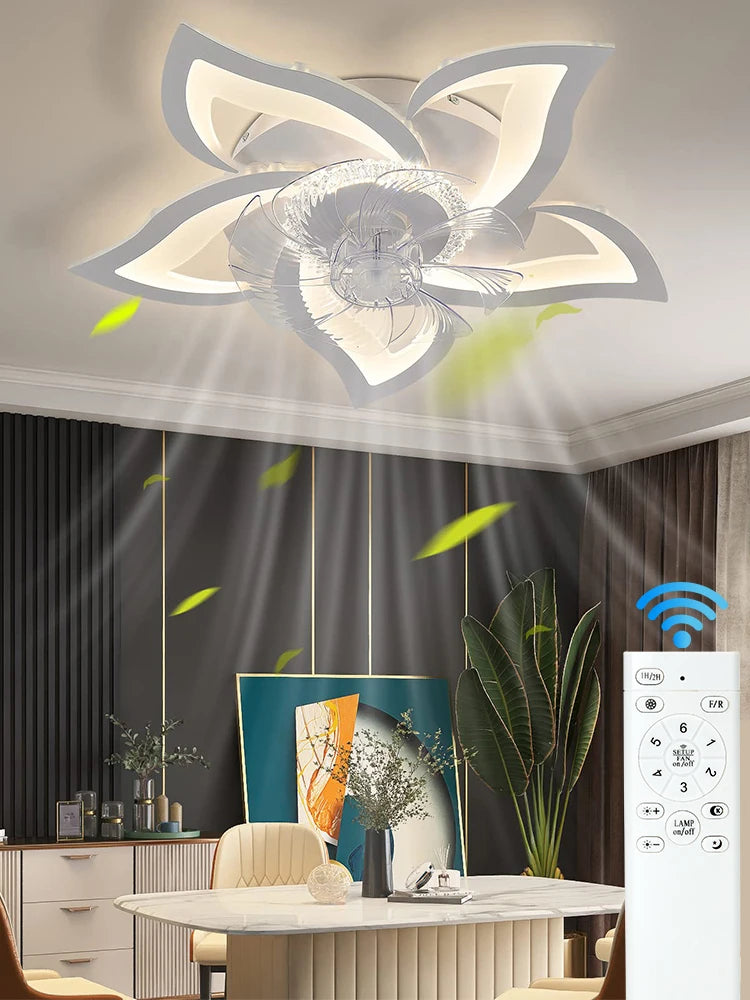 IRALAN Ceiling Fan with Lights,Modern Dimmable Flower Shape, Remote Control/app Control,Timing 6 Gear Speeds Fan Ceiling Lamp