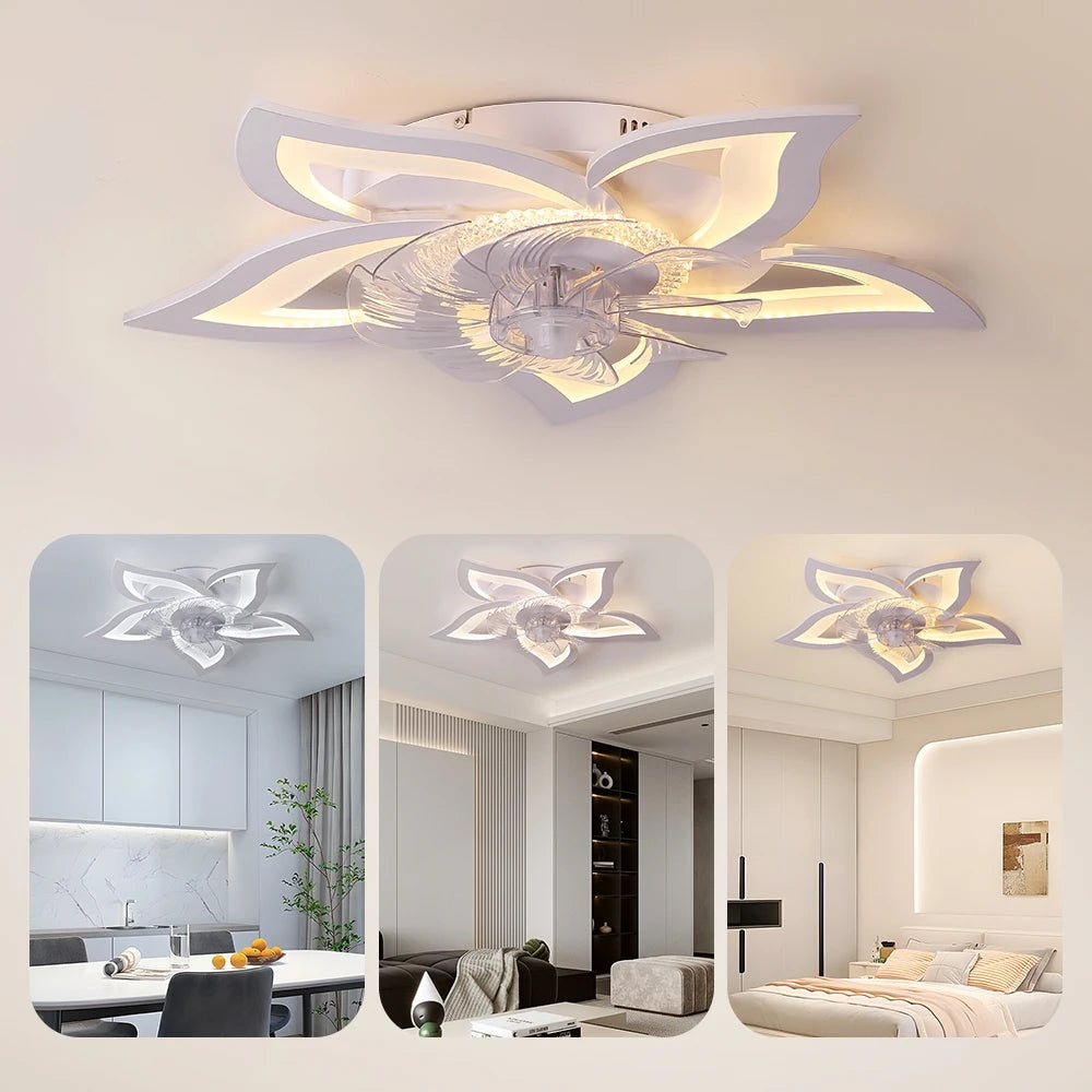 IRALAN Ceiling Fan with Lights,Modern Dimmable Flower Shape, Remote Control/app Control,Timing 6 Gear Speeds Fan Ceiling Lamp
