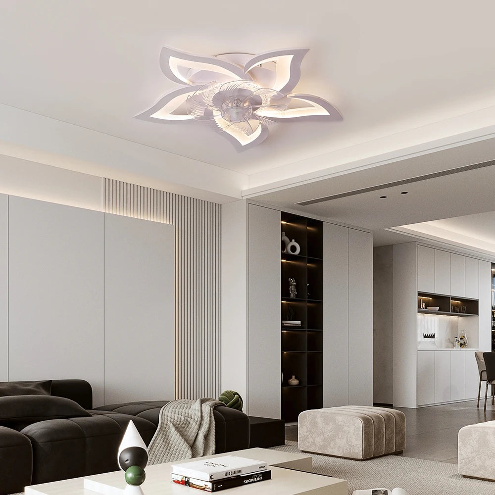 IRALAN Ceiling Fan with Lights,Modern Dimmable Flower Shape, Remote Control/app Control,Timing 6 Gear Speeds Fan Ceiling Lamp