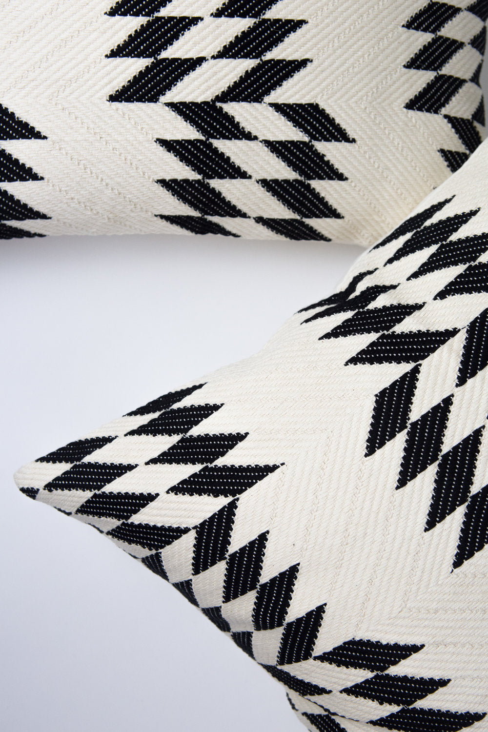 Backordered: Almolonga Quilt Pillow - Black and Natural White -  12" x 20"