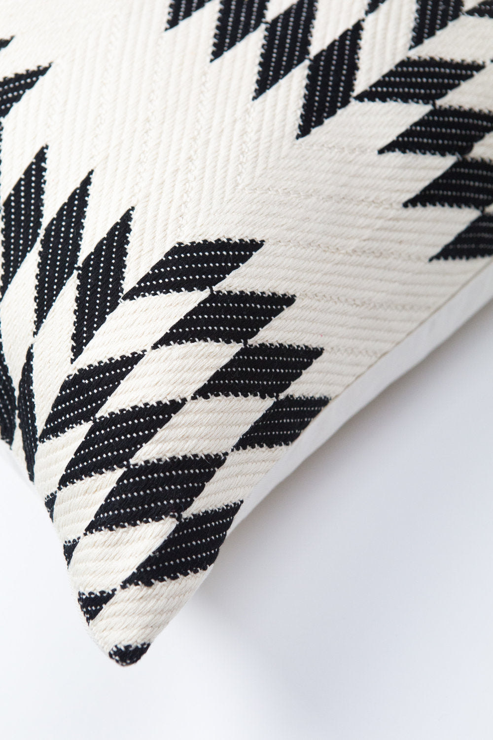 Backordered: Almolonga Quilt Pillow - Black and Natural White -  12" x 20"
