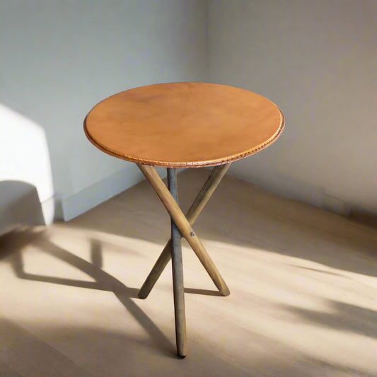 Home & Living: Cartas | Leather Picnic Table with Wooden Legs by Bati