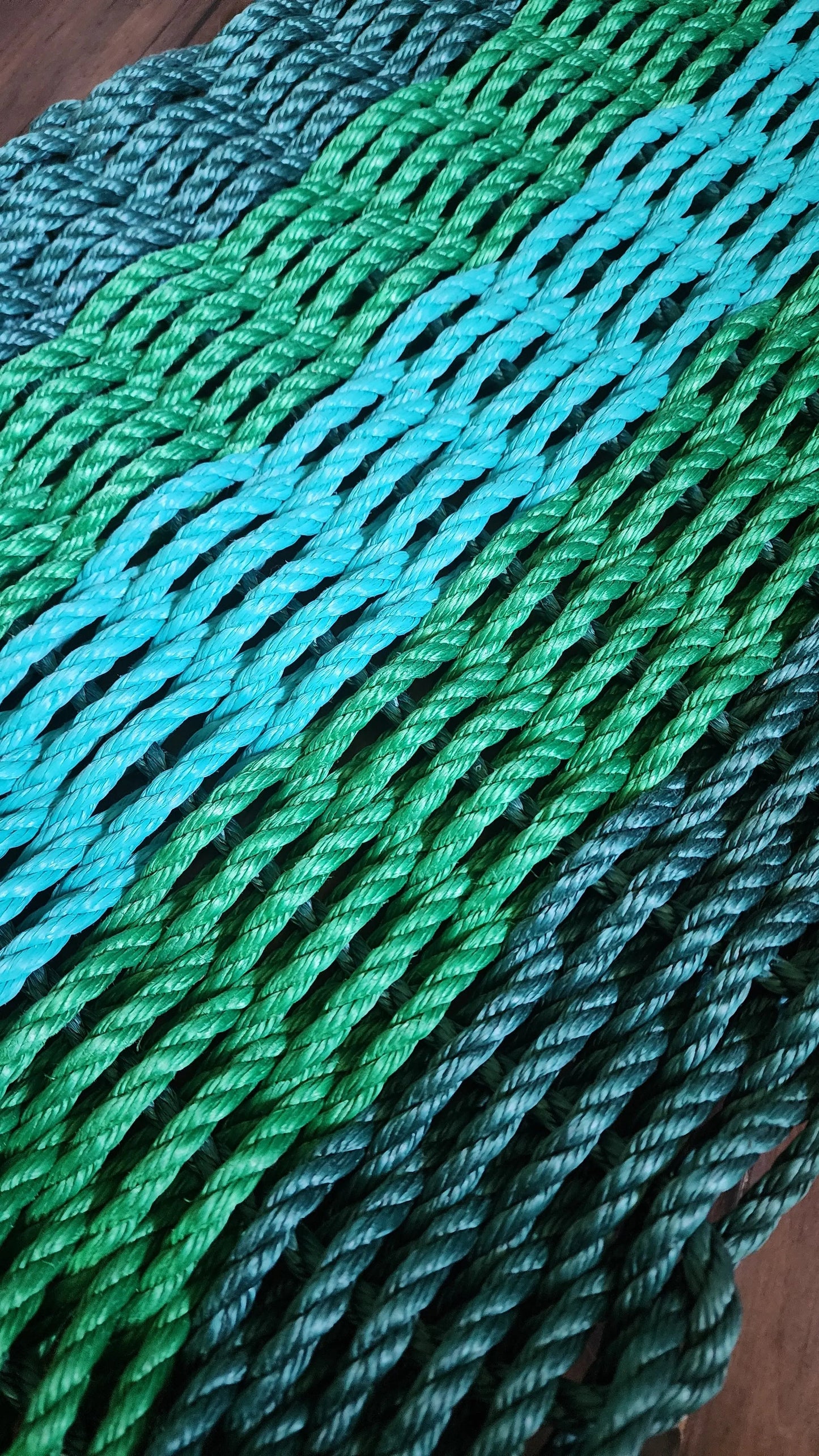 Area Rug: Five Stripe Rope Mat Hunter Green, Green, Teal by Little Salty Rope