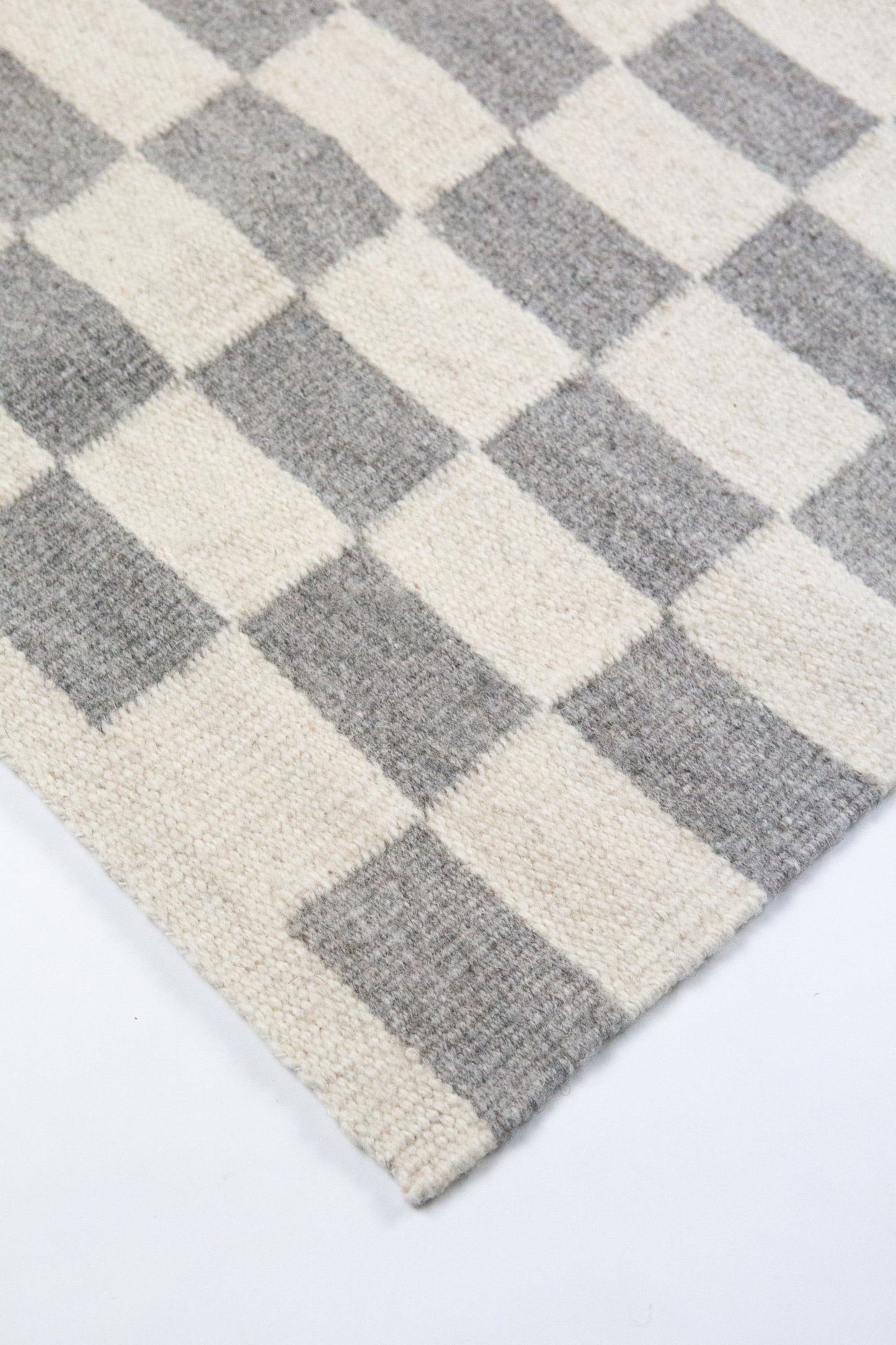 Zapotec Checkered Rug in Grey & Ivory
