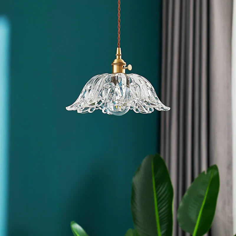 Japanese Glass Pendant Light - Vintage Brass Restaurant and Bar Lighting