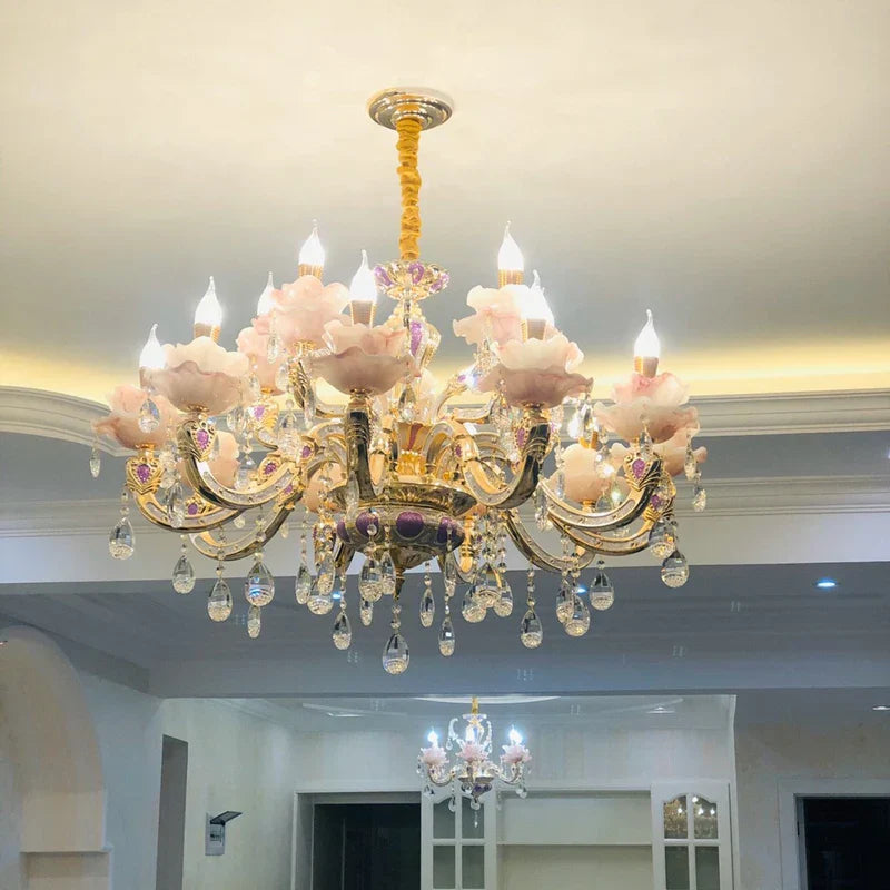 European Style Crystal Chandelier - Elegant Zinc Alloy Pendant Lighting for Modern Decor