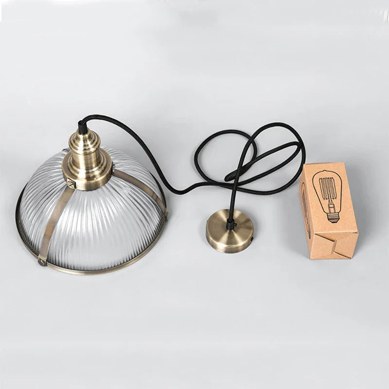Vintage Glass Shade Hanging Lamp - Loft Luminaire Suspension LED Pendant for Dining Room and Office Lighting