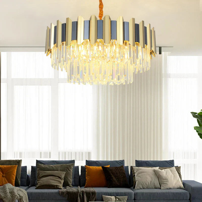 LED Modern Stainless Steel Crystal Chandeliers - Elegant Home Lighting for Foyers and Entrances