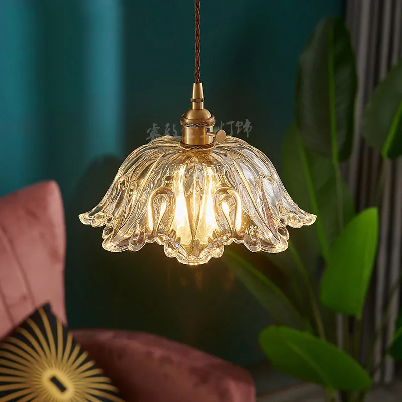 Japanese Glass Pendant Light - Vintage Brass Restaurant and Bar Lighting