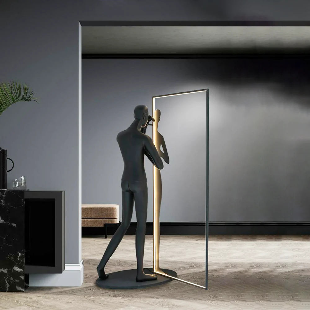 Human Mirror Sculpture Floor Lamp
