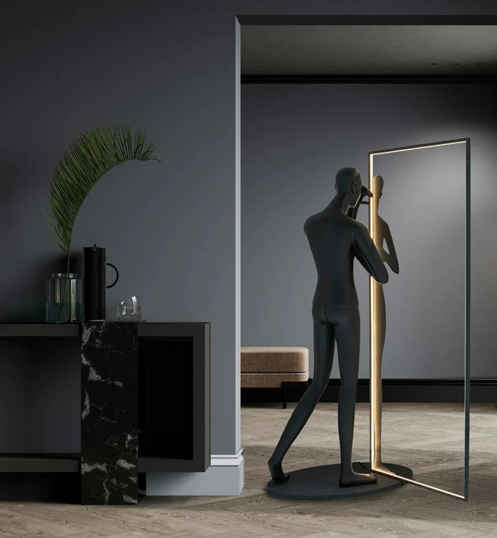 Human Mirror Sculpture Floor Lamp