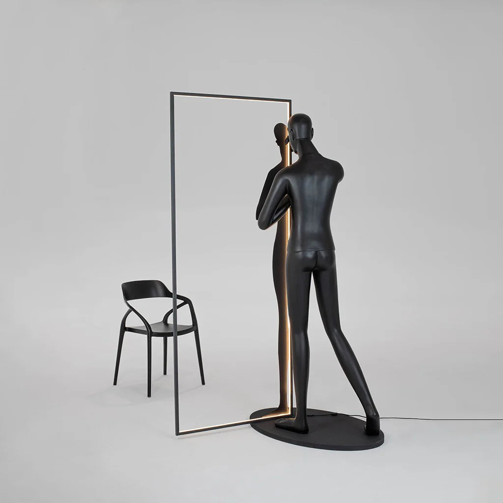 Human Mirror Sculpture Floor Lamp