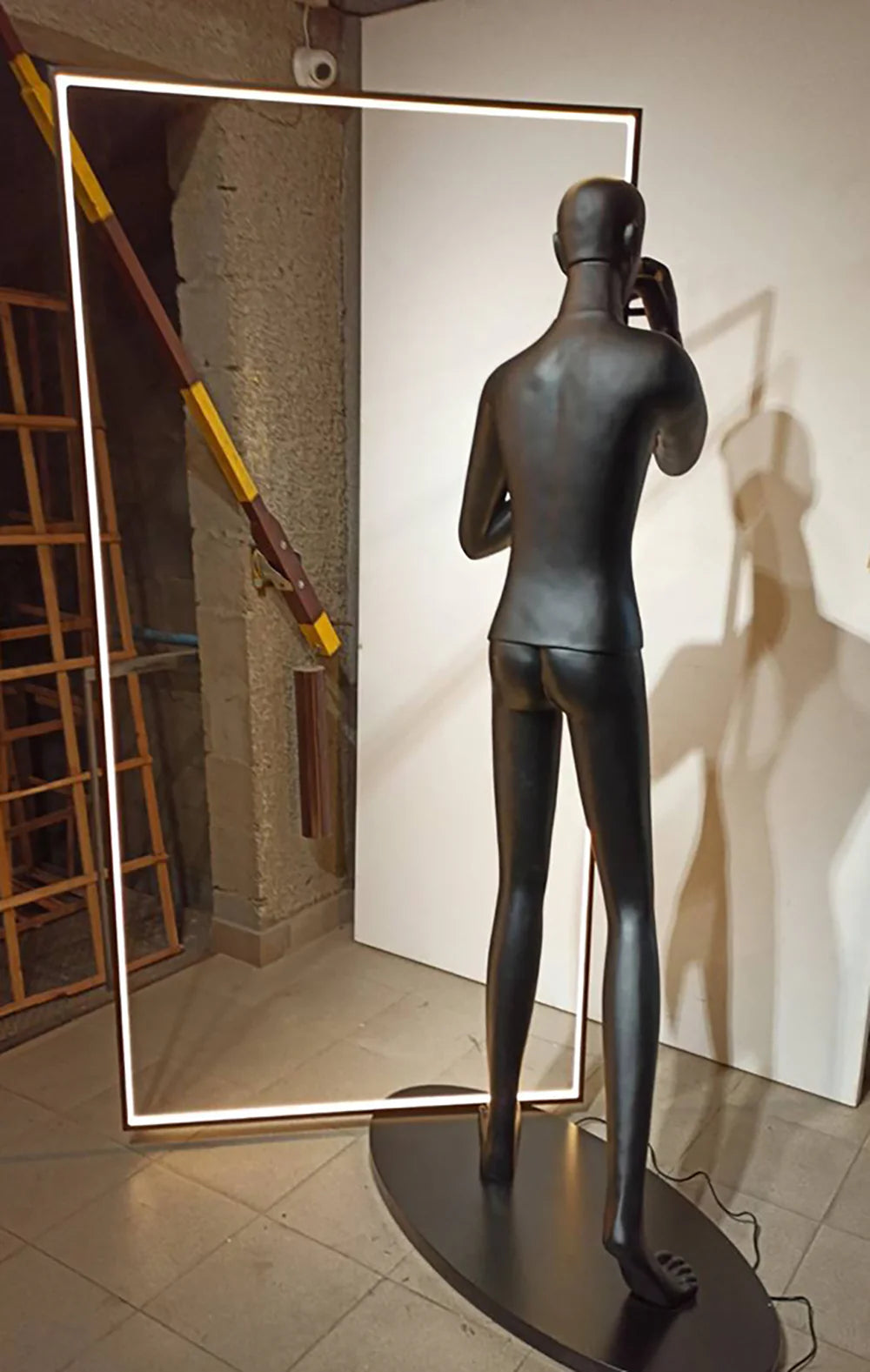 Human Mirror Sculpture Floor Lamp
